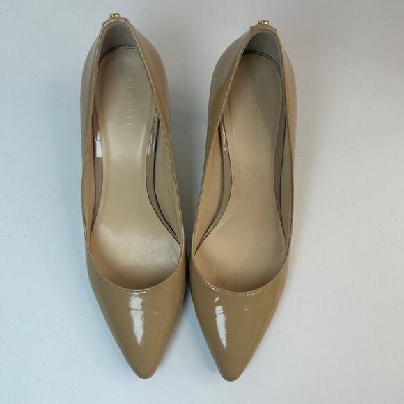 Cole Haan grand os women's tan patent lump pointed toe pumps size 7 1/2 - Picture 3 of 10